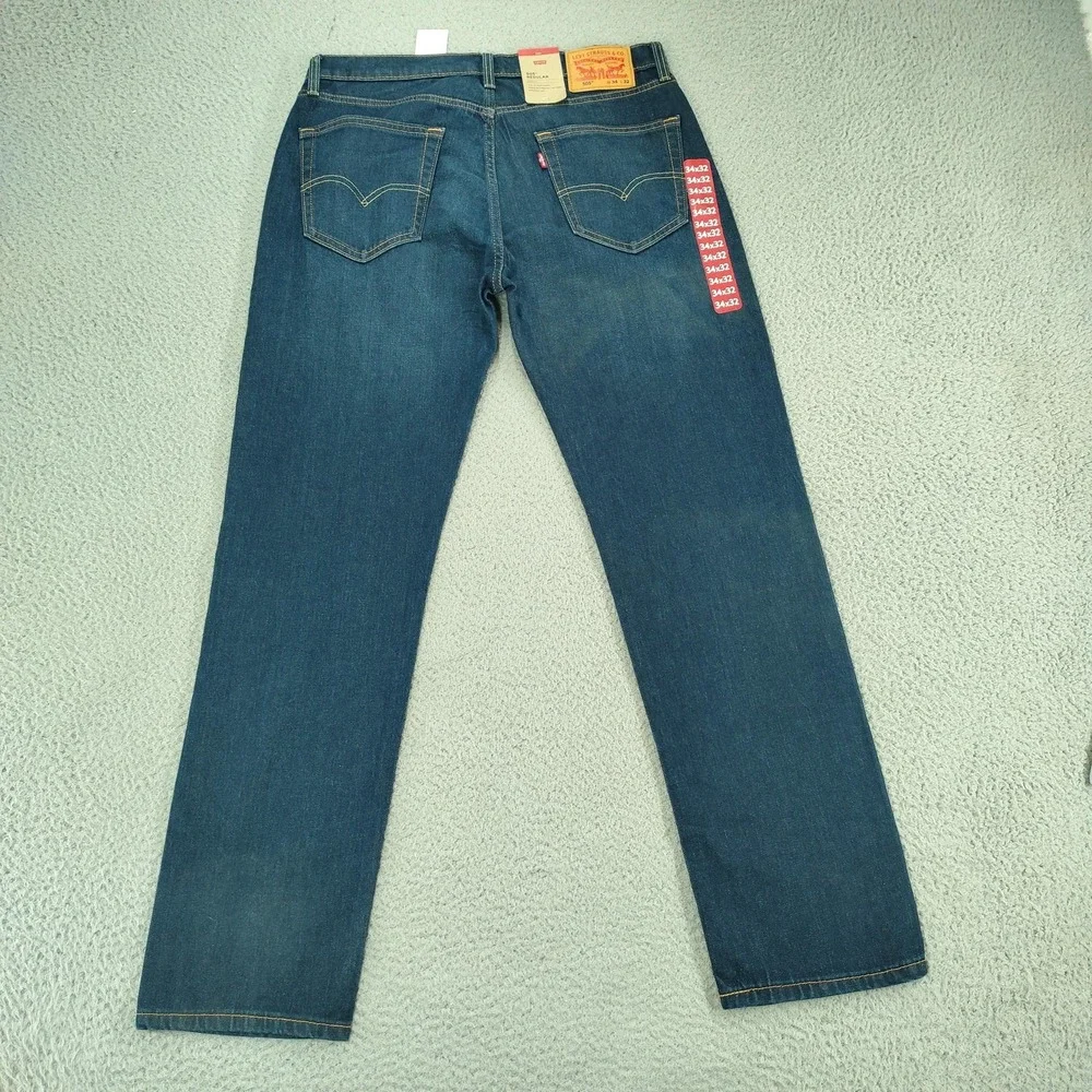 Levi's 505 Jeans Mens 34x32 Blue Medium Wash Straight Leg Zip Fly Stretch New